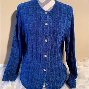Knit Fit Size L Blue Cardigan Sweater Length 25”